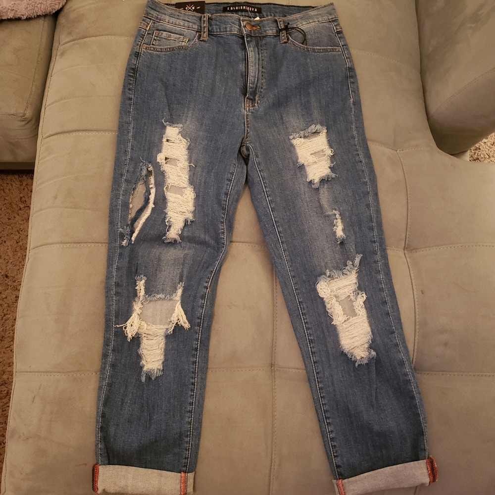 Fashion Nova Cathy Mid Rise Distressed - Picture 3 of 7